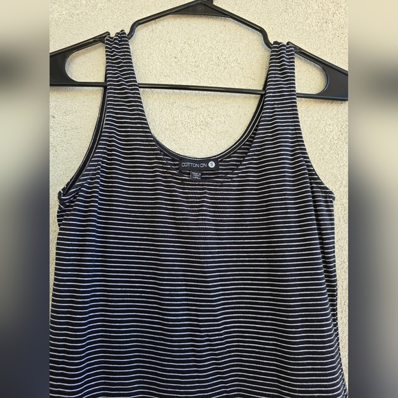 Striped Black and White Sleeveless Dress - Picture 3 of 6